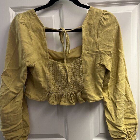 PacSun Yellow Cropped Blouse - Picture 2 of 3